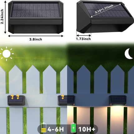 Bridika Solar Fence Lights 8 Colors, Warm White, Cool White And Rgb, Bright Deck Lights Solar Outdoor Waterproof, Dusk To Dawn