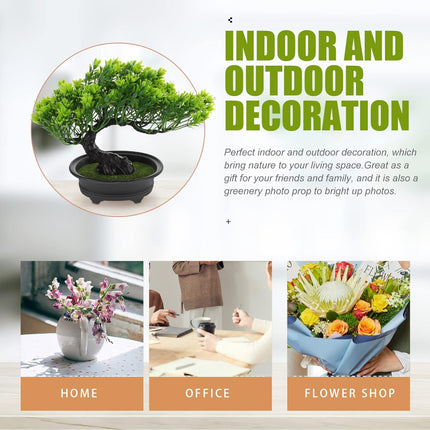 Artificial Bonsai Tree Artificial Flower Pine Tree Plant Christmas Party Decoration Bonsai Home Décor Fake Plants for Wall Farmhouse Room Décor 12.59x9.44 Green Fake Bonsai Fake Tree