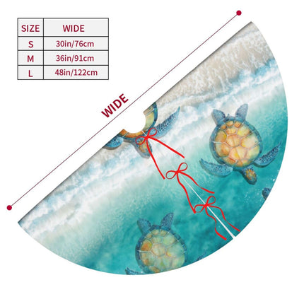 Sea Turtle Beach Starfish Ocean Coastal 36 Inch Christmas Tree Skirt Carpet Mat Funny Party Decor Supplies for Xmas Halloween Decorations Occasion Ornament