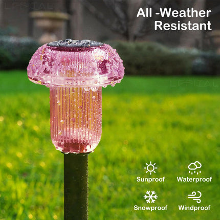 Solar Pathway Lights Pink Solar Lights Outdoor 8 Pack Solar Mushroom Lights Outside LED Lighting Solar Garden Lights Stake Waterproof for Path, Lawn,Landscape,Courtyard(Purple)