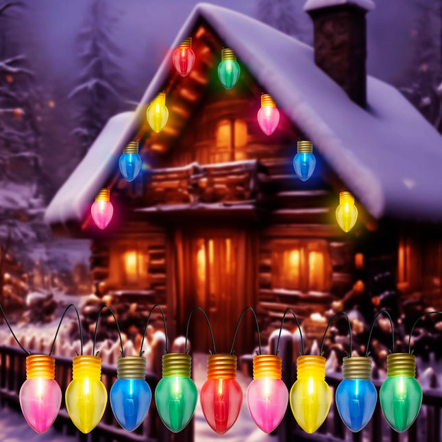 Jumbo Xmas String Lights, 16FT Large Multicolored Bulbs Christmas Hanging Lights with C7 10 LED Giant Multicolor Bulbs, Outdoor Vintage Christmas Decorations for Holiday Home Tree Roof Yard Garden