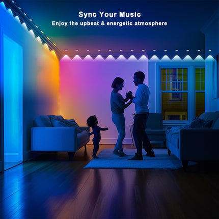 RGB String Downlights, 90ft with 60 LEDs Indoor Wall Light, Smart LED String Lights Works with with App & Remote Control, Color Changing Wall Lamp for Party, Christmas, Music Sync (White)