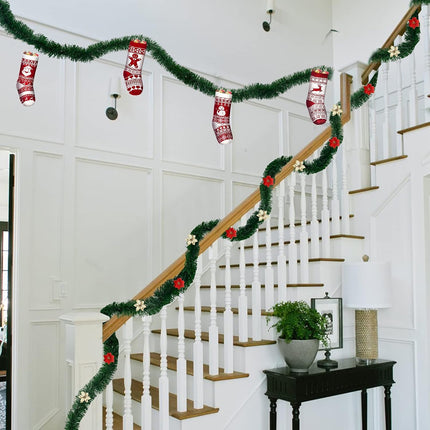 TURNMEON 2 Pack Total 66 Foot Christmas Garlands Greenery Decorations, Each 33 Ft Artificial Soft Green Pine Xmas Garland for Stairs Mantle Fireplace Christmas Decoration Outdoor Indoor Home Holiday