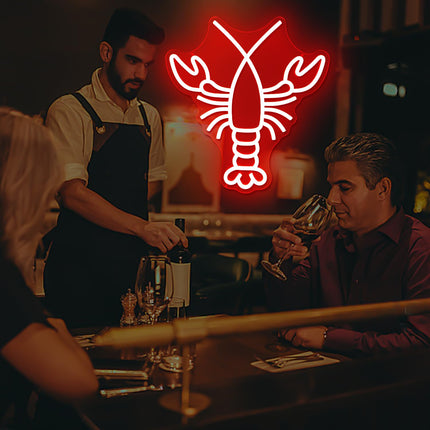 Lobster Neon Sign Dimmable Red Neon Signs for Wall Decor Led Neon Sign for Bedroom Bar Neon Signs Neon Light Up Signs for Home Club Party Hotel Bar Restaurant Christmas Halloween Decor