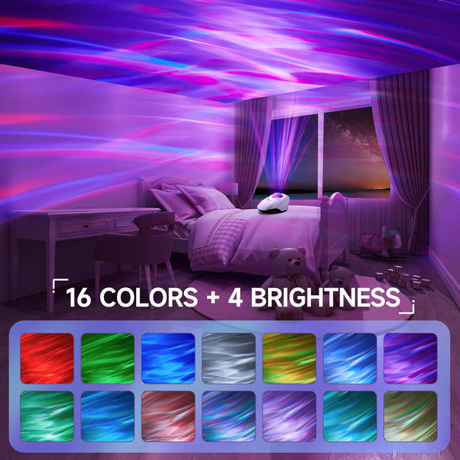 Northern Lights Projector with 8 White Noises, 128 Lighting Effects+Bluetooth Speaker Northern Lights Projector,Remote+AUTO Timer+360° Rotating Aurora Northern Lights Projector,Teenage Girl s XMAS