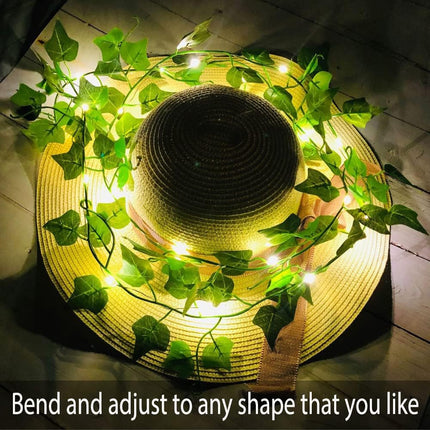 Fielegen 2 Pack/Each 6.56ft 20 LED Ivy String Lights Artificial Ivy Garland with Lights Battery Operated Hanging Fake Ivy Leaves Vine Fairy Lights for Bedroom Wedding Party Holiday Garden Patio Decor