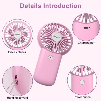 Aluan Handheld Fan Powerful Personal Mini Portable Speed Adjustable Battery Operated Usb Rechargeable Eyelash Fan For Kids Women
