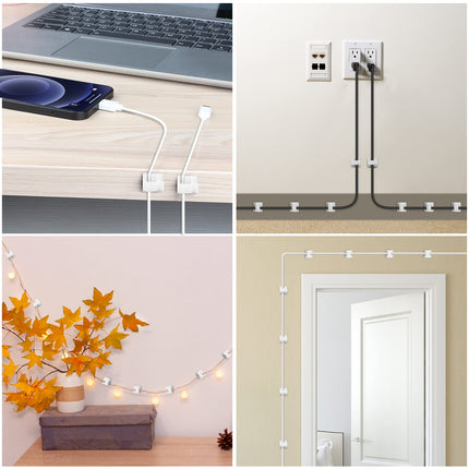 Adhesive Cable Clips Clear (45 PCS, Small), d Christmas Outdoor Light Clips, Wire Holder Cord Organizer for Cable Management Under Desk
