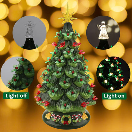 Ceramic Christmas Tree Replacement Light Bulbs Set, 153Pcs Vintage Ceramic Christmas Tree Replacement Bulbs Medium Light Bulbs Ornaments and 3Pcs Topper Stars for Ceramic Christmas Tree