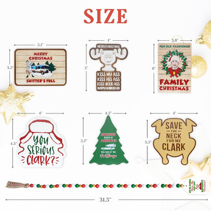 Christmas Vacation Decorations, Funny Christmas Vacation Tiered Tray Decor, Rustic Wooden Bead Garland, Farmhouse Table Mantel Decor, Griswold Christmas Vacation Merchandise s