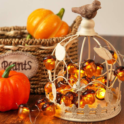 KAiSnova 3D Acorn Fall Decor Harvest String Lights Battery Powered with Remote and Timer 10ft 30 LEDs Thanksgiving Decorations Lights for Home Party Autumn Christmas Tree Lights