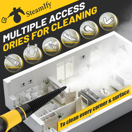 Pressurized Handheld Steam Cleaner With 10Pcs Accessories & Safety Lock, Multipurpose & Powerful Home Use Steamer For Cleaning, Car, Bathroom, Shower, Upholstery, Grout, Window, Grime,Grease
