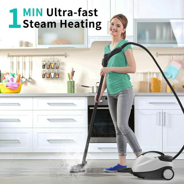 Aspiron Steam Cleaner Powerful Multipurpose Portable Heavy Duty Steamer For Carpets, Floors, Cars, Tiles, And Grout Cleaning With 70S Heat Up, 6M Power Cord Deep Continuous Ondemand Steamer For Home