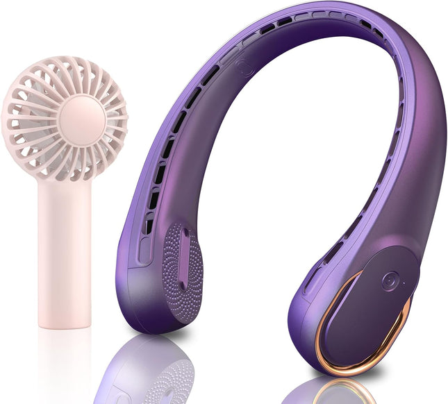 Portable Fan, Neck Fan Mini Handheld Fan, 3 Speeds, Usb Rechargeable, Long Use Time, Battery Operate Small Personal Fan For Women