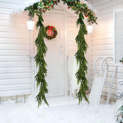 1 Pcs 6ft Christmas Cedar Garland,Artificial Green Cedar Garland,Real Touch Pine Garland for Home Fireplace Indoor Outdoor Holiday Party Decoration
