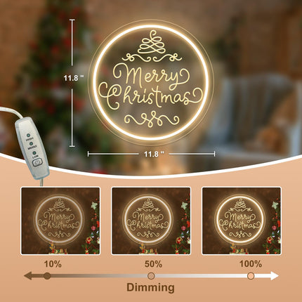 Merry Christmas Neon Sign Dimmable Merry Christmas LED Light Sign for Holiday Party Home Bar Decoration, USB Powerd Christmas Neon Light for Wall Decor Festival Celebration(Warm White)…