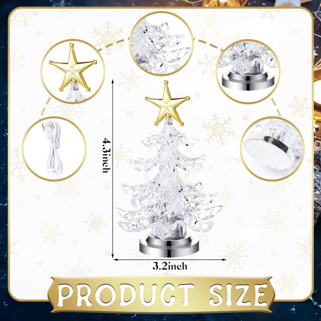 8 Pcs LED Christmas Table Lights Lighted Table Top Christmas Lights with USB Changing 7 Colors Mini Christmas Tree Snowman Lights for Xmas Christmas Table Centerpiece Decor (Tree)