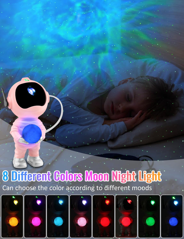 3 in 1 Star Projector with 8 Color Moon Lamp, Astronaut Galaxy Projector, Remote & Timer, 33 Light Effects LED Nebula Night Light for Girls Boys Kids Adults Christmas Birthday Room Decor (Pink)
