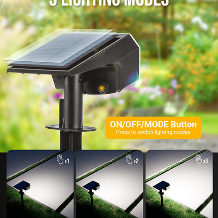 Solar Spot Lights Outdoor Waterproof IP65, 63 LED 3 Lighting Modes Landscape Lights Illuminate Yard Garden House Garage for Christmas Outside-2 Pack