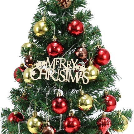 Tabletop Christmas Tree 24 in/60cm Mini Artificial Christmas Tree with LED String Lights,Star Treetop,Ornaments Balls,Pine Cones and DIY Decorations for Holiday décor,Tabletop Small Xmas Tree Green