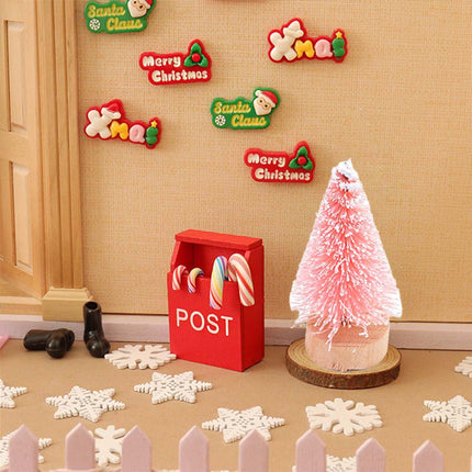 24Pcs Christmas Decorations Mini Christmas Trees, Artificial Christmas Tree Bottle Brush Trees with Wooden Base for Christmas Decor Christmas Party Home Table Craft-Pink