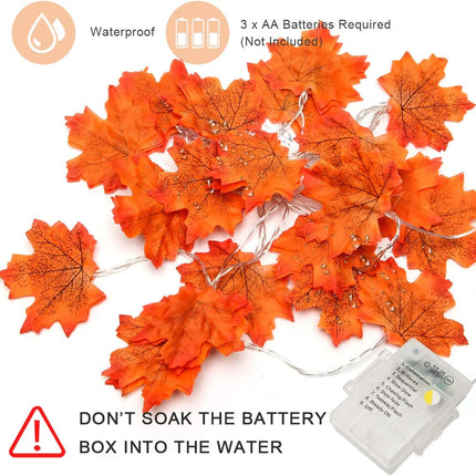 Coolrunner 2 Pack 10FT/20LED Maple Leaves String Light, Fall Garland Lights with Remote Control, Waterproof Battery Operated with 8 Modes for Home Indoor Outdoor Garden Party Decoration Thanksgiving C