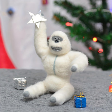 Christmas Tree Topper, Abominable Snow Monster Christmas Tree Ornament, Handmade Abominable Chimpanzees Hugger with Star, Xmas Tree Topper for Christmas Tree Ornament Decoration (White)