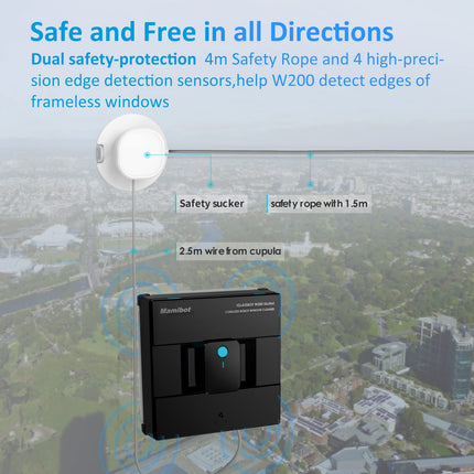 Mamibot W200 Skybot Cordless Window Cleaner Robot Vacuum With Remote Control, Up To 90 Mins Working Time Glass Cleaning Tools With Strong Auto Suctionadjusting For Indoor Outdoor High Windows