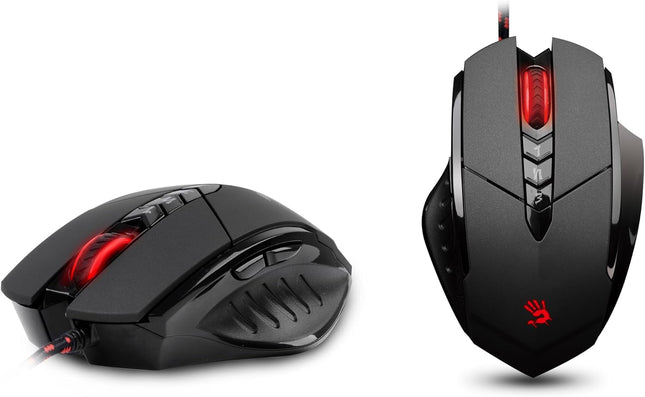 Bloody V7 Ergonomic Claw Grip Gaming Mouse with Rubberized Black Coating - Macros/Scripting/Automation - 8 Programmable Buttons - 3200 DPI