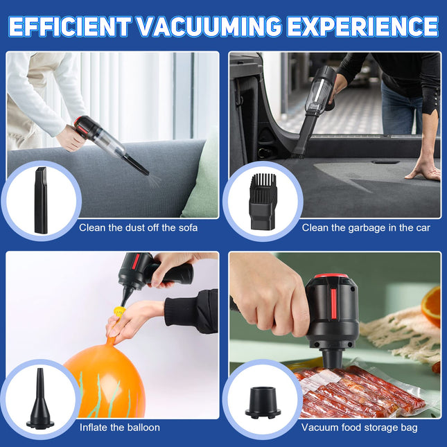 Handheld Vacuum Cordless, 9000Pa Powerful 120W High Power Car Vacuum Rechargeable, 3 In 1 Portable Air Duster With Multinozzles & Floor Brush, Mini Vacuum Cleaner For Car, Home, Office