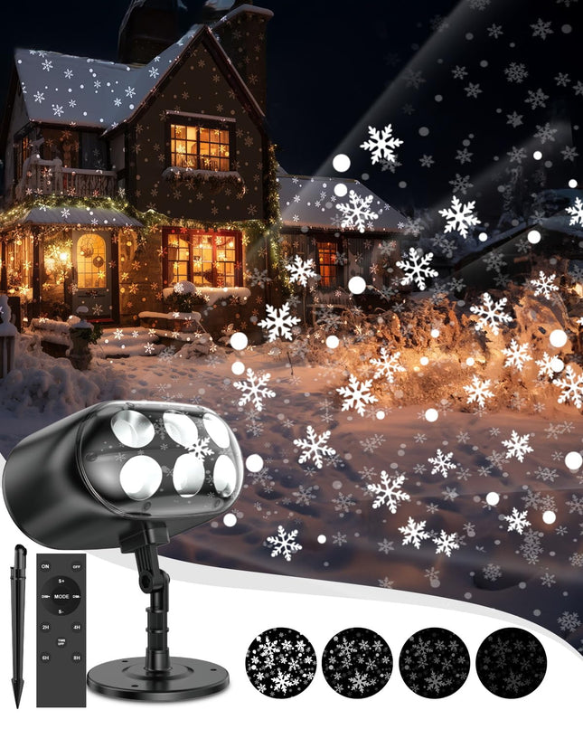Snowflake Projector Lights with Remote, Timer, Dimmer, IP65 Waterproof丨Christmas Projector Lights Outdoor, 270° Rotation Projector Lights for Christmas Winter Wonderland Decorations Indoor Year