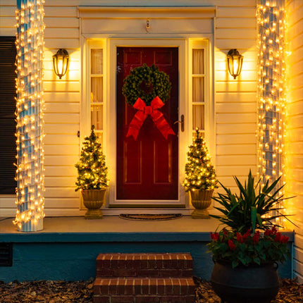 JMEXSUSS 163ft 500 LED Warm White Christmas Lights Outdoor, Plug-in Outdoor String Lights with Remote Control, Clear Wire 8 Modes Christmas Tree Lights for Christmas Bedroom Tree