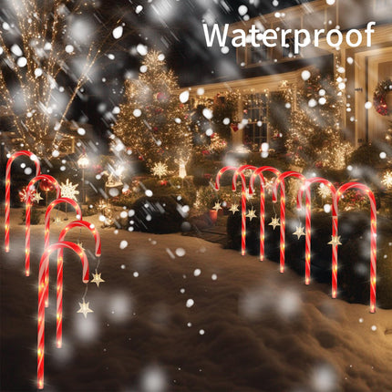 24 Pack Christmas Pathway Lights Outdoor Decorations, 8 Modes Solar Candy Cane Lights with Star, Outdoor Christmas Waterproof Stake Lights for Walkway, Yard, Porch, Garden Decor (2 x 12 Pack)