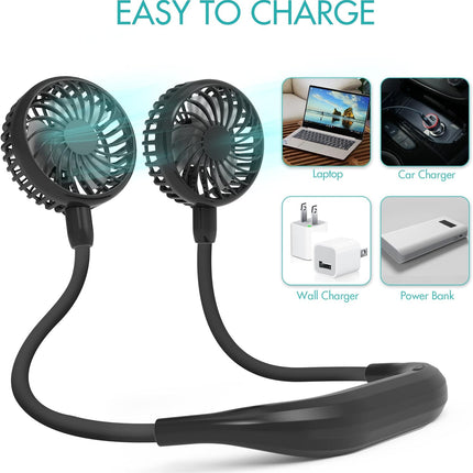 Amacool Neck Fan Battery Operated Neckband Fan HandFree Wearable Personal Fan For Hot Flashes Home Office Travel Outdoor Sports