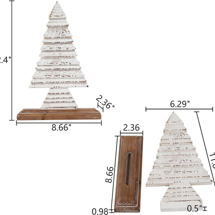 Rustic Mini Wooden Christmas Tree for Tabletop 8.7 inch, Handmade Distressed White My First Christmas Tree, Farmhouse Noel Christmas Decor, Winter Decor for Party Kitchen Halloween