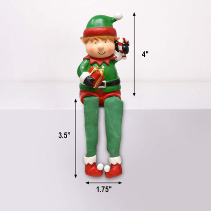 Boutique Christmas Characters Shelf Sitters Santa Snowman Elf Decorations 3 Pack Poly Resin Desk Mantel Table Topper Centerpiece Holiday Sitting Leg Figurines Winter Home Indoor Party Accessories