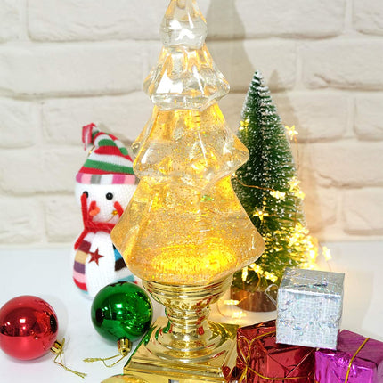DRomance LED Light Up Musical Snow Globe Christmas Tree, 14 Inch Tall Singing Snow Globe Christmas Tree Shaped with Pedestal