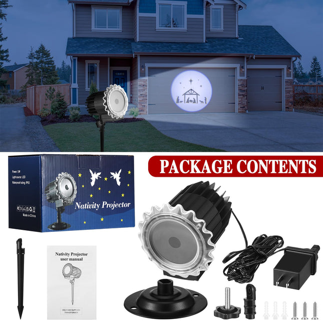 Tuanse Christmas Nativity Projector Lights LED Flood Light Holiday Projector Lights Outdoor, Nativity Scene Christmas Projector with Stars for Halloween Xmas Party Garden Landscape Decoration