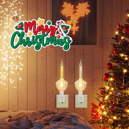 Christmas Bubble Light Night Lights, 2 Vintage Clear Bubble Light Bulb with Silver Glitter and Gold Glitter Fluid 5W C7/ E12 Candelabra Base, 1 Pack