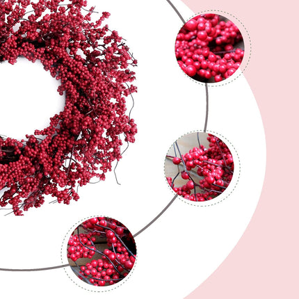 TEMPUS 20" Christmas Wreath, Red Berry Artificial Wreath, Handmade Front Door Wreath， for Christmas Decoration Home Indoor Outdoor Wall Window Farmhouse Holiday Winter …