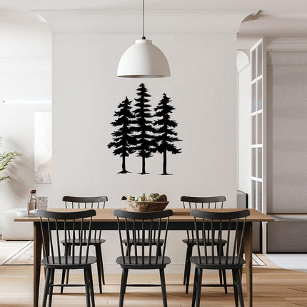 3D Metal Pine Wall Decor, 3 Pine Trees Laser Cut Metal Art Wall Decor for Home Bedroom Office Outdoor Decorations 9"x12"