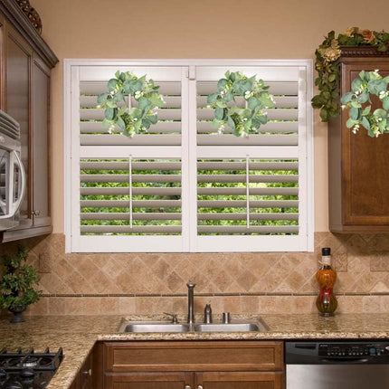 LSKYTOP 6Pcs Eucalyptus Wreath Faux Kitchen Cabinet Wreaths Artificial Greenery Wreath Farmhouse Wreath for Door Wall Window Decor, 9Inch/PC