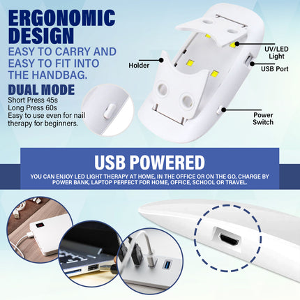 EELHOE Nail Repair Led Light Therapy Device, Hand And Foot Nails Yellow Soft Nail Repair Thickening Smooth Nail Surface