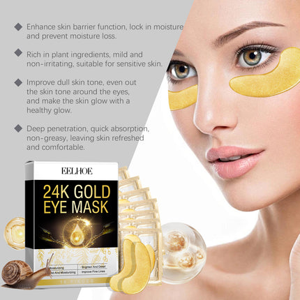 EELHOE 24k Gold Eye Repair Mask Firming And Hydrating Eye Area Gently Care The Eye Muscles And Glow The Eyes