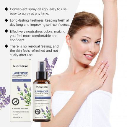 Viareline Lavender Refreshing Spray Sweat Deodorizer Body Refreshing Fragrance Natural Fragrance Refreshing