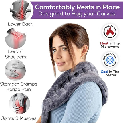Microwave Heating Waist Belt with Flaxseed Filling, Warm Abdominal Heat Therapy Belt, Double-Sided Plush Neck and Shoulder Heat Pad