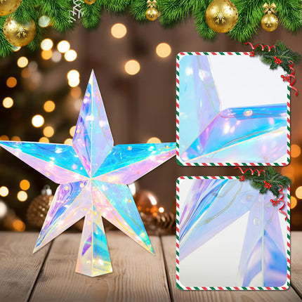 Christmas Tree Star Topper 11.8" PET Christmas Tree Topper Lighted with Remote Multicolour 20LED Lighted Treetop Decorate for Xmas Decorations Ornaments Holiday Party Indoor Decor