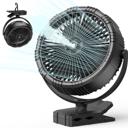 Misting Fan Rechargeable 10000Mah Battery, 8Inch Mister Fan With Clip 3 Speeds With Timer Function, 360° Rotatable Spray Fan