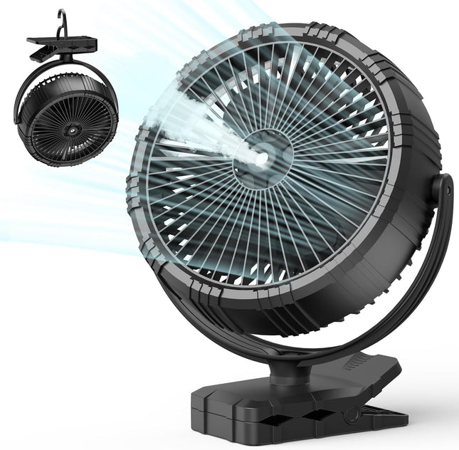 Misting Fan Rechargeable 10000Mah Battery, 8Inch Mister Fan With Clip 3 Speeds With Timer Function, 360° Rotatable Spray Fan