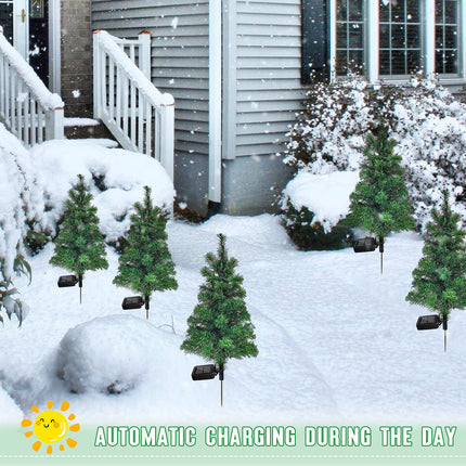 Solar Christmas Tree Garden Stake Lights Waterproof Christmas Decorations Tree Lights Outdoor Xmas Tree Light Christmas décor Pathway Lights Patio Yard (Green, 4pcs)
